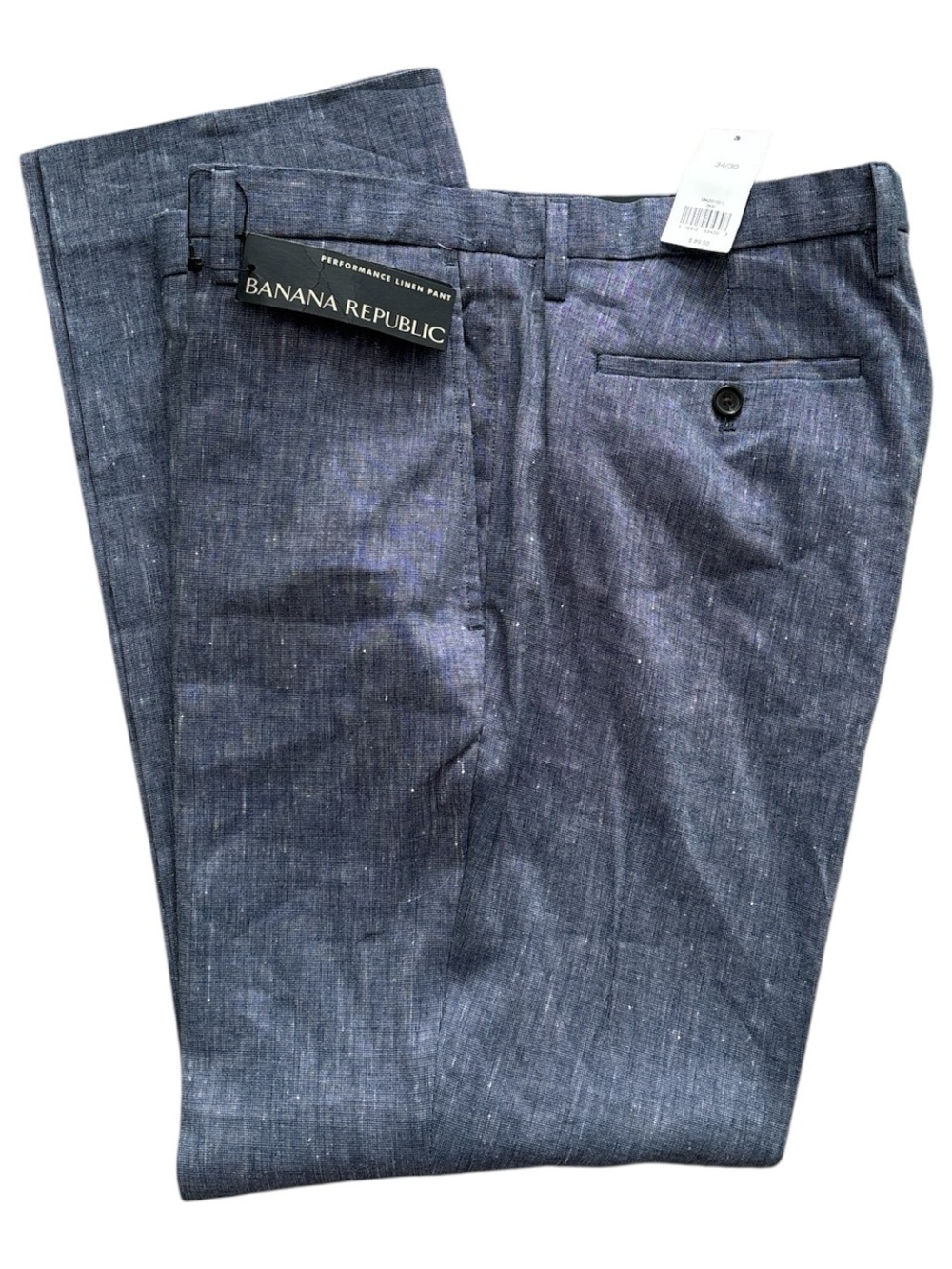 Banana Republic Men’s Blue Performance Linen Blend Pants Basket Weave Blue 34x30